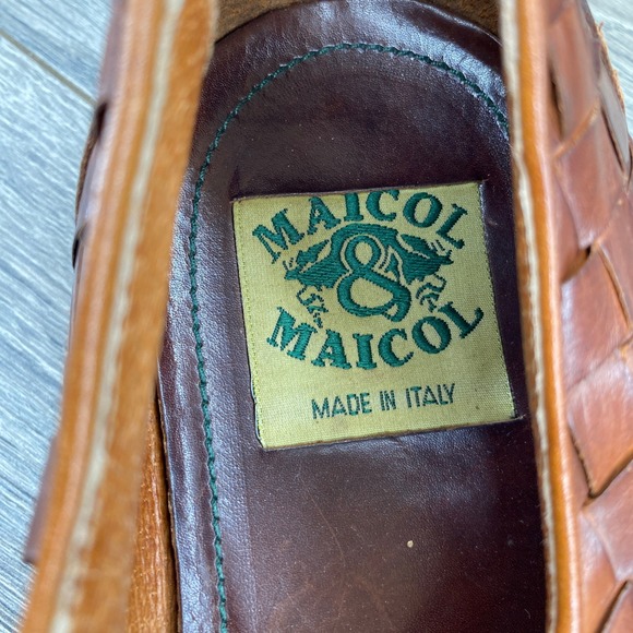 Maicol Mens Brown Woven Leather Monk Strap Loafers Basketweave Buckle Shoes 11 main image 9